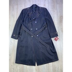 Vintage IL Canto Black Metallic Denim‎ Trench Petti Coat Blazer Belted 50L Men